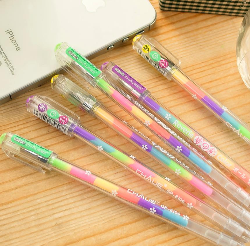 Highlighter Pen Rainbow Colored Gel ink Pens Rollerball Point Pen for DIY Photo Album Black Paper Gift Card Art Writing