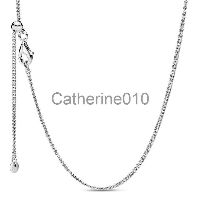 Pendant Necklaces Authentic 925 SterlSilver Rose Gold Curb SlidClasp Chain Adjust Basic Necklace For Women Bead Charm Diy Fashion Jewelry J230817
