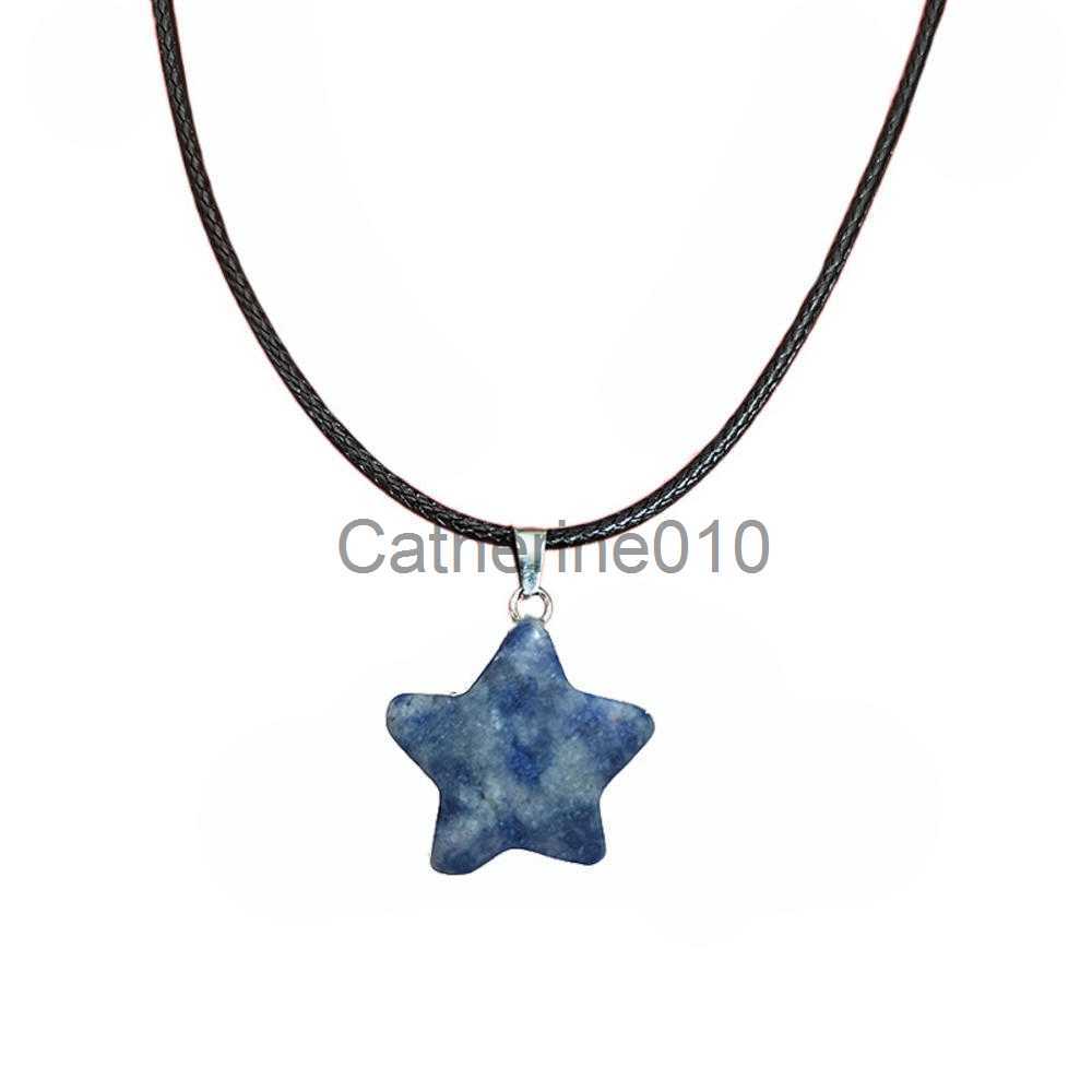 Pendant Necklaces New Natural Stone Five Point Star Pendants Necklaces For Women Jewelry Gift Chains Natural Stone Pendant Necklace For Girl 2023 J230