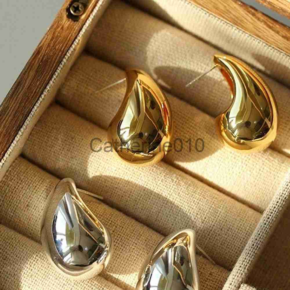 Charm Chic Exaggerate Big Waterdrop Drop Earrings for Women Dupes Chunky Teardrop Stainless Steel Gold Plated Statement Ear Jewelry J230817