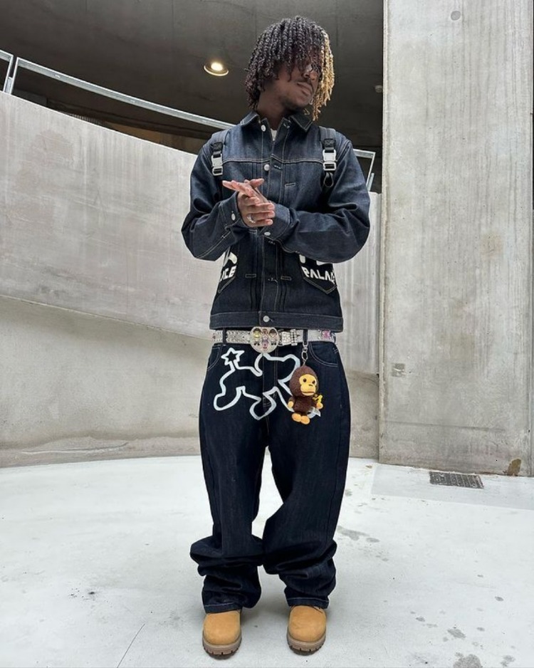 Men's Jeans Y2K Jeans Streetwear Harajuku Hip Hop Cartoon Graphic Print Baggy Jeans Black Pants Men Women Gothic Wide Leg Trousers 230815
