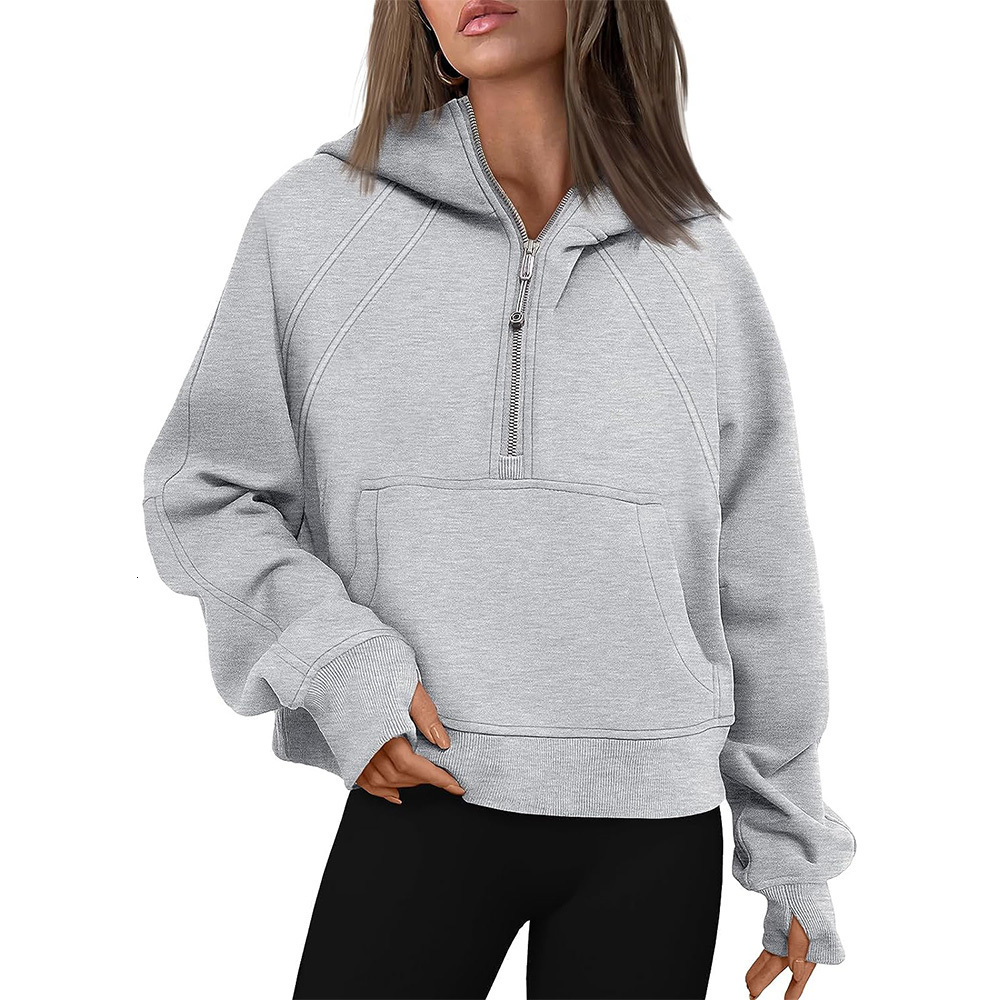 Womens Hoodies Sweatshirts Half Zip Cropped Long Sleeve Fleece Quarter Pullover Fall Outfits Clothes 230817
