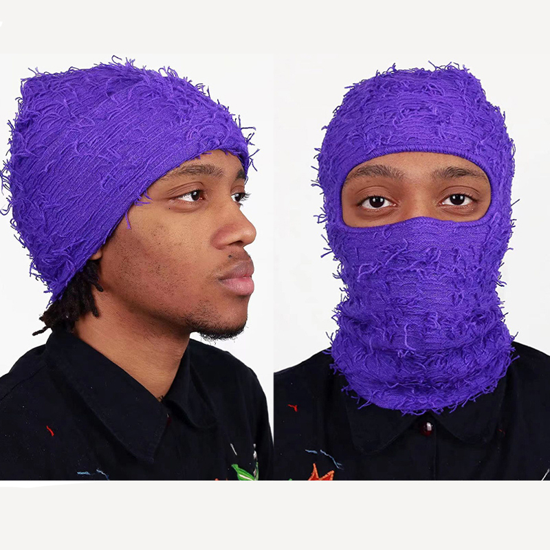 BeanieSkull Caps Style 1 Hole Balaclava Mask Hat Spooky Ski Beanie Camouflage Unisex Full Face Mask Hand Made Knitted Windproof Funny Cap 230816