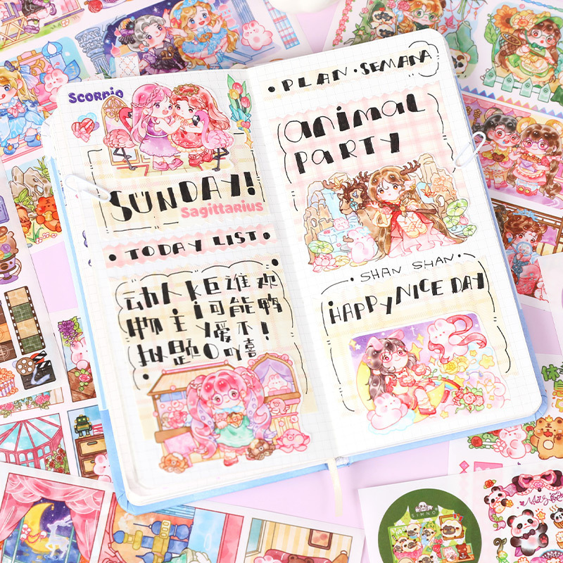 Other Decorative Stickers Mr Paper Kawaii Cartoon Characters Theme Handbook DIY Goo Card Material Decoration Cute Stationery Supplies 230816