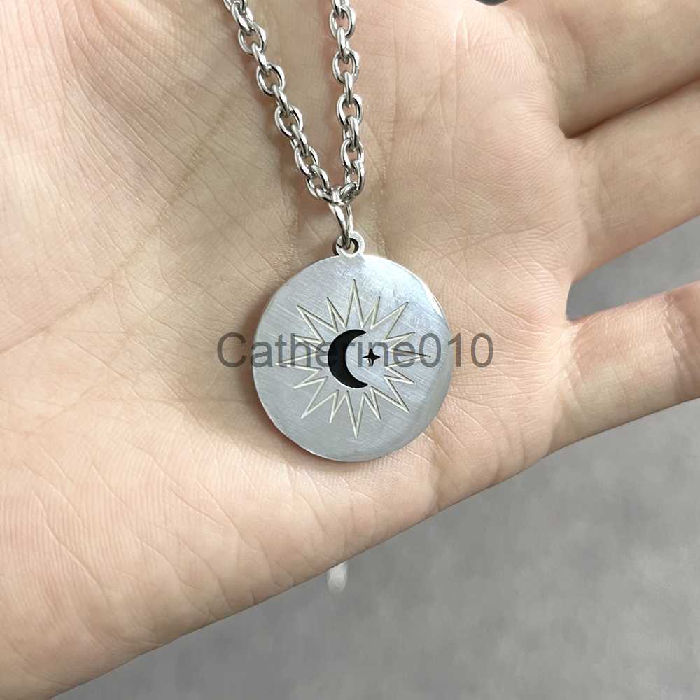 Pendant Necklaces TV Series The Eclipse Ayan Khaotung Cosplay Moon Star Circular Pendant Titanium Steel Necklace Lovers Jewelry Accessories J230817