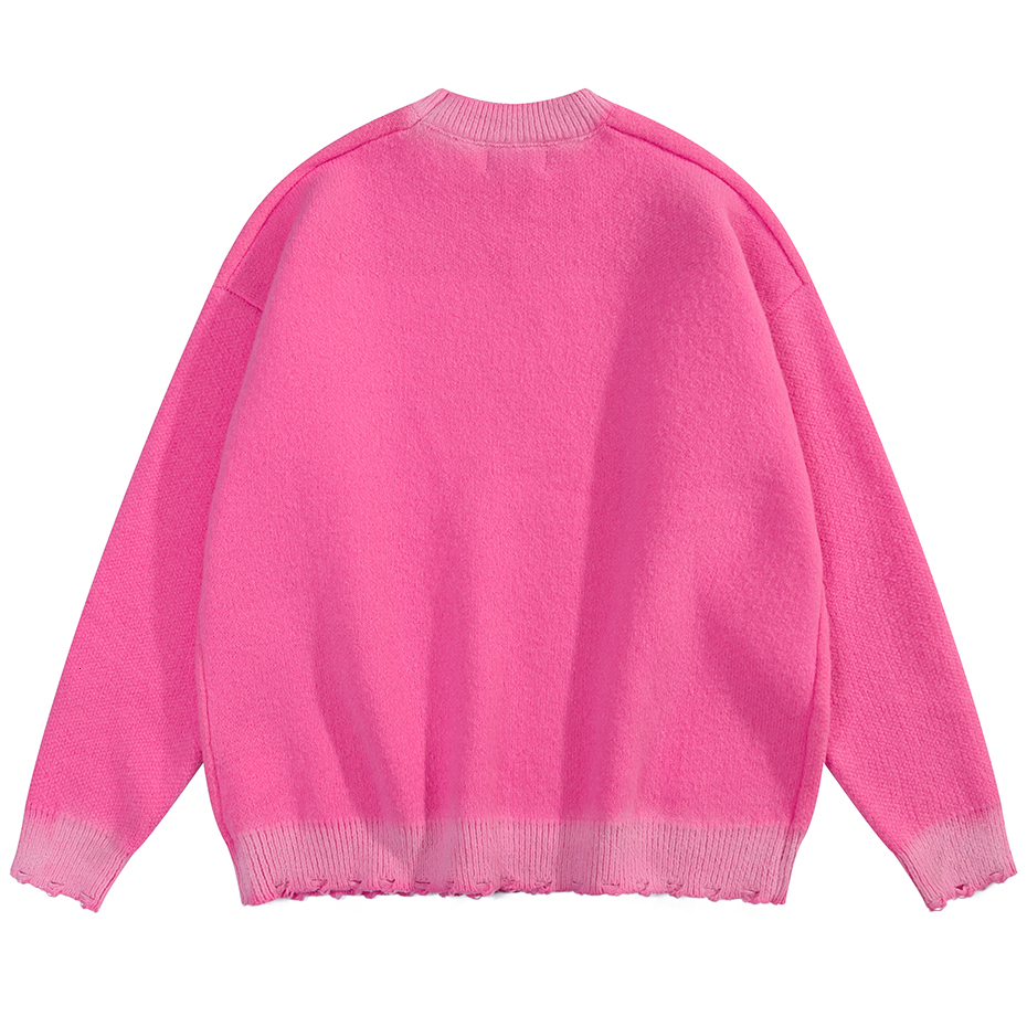 Men's Sweaters Star Sweaters Y2K Oversized Knitted Sweater Men Autumn Winter Jumpers Pullovers Harajuku Streetwear Hip Hop Sweater Pink 230815