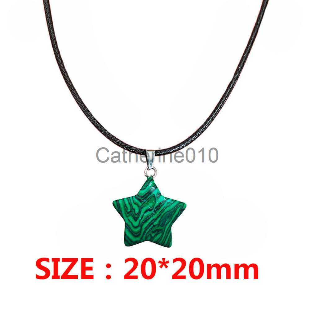 Pendant Necklaces New Natural Stone Five Point Star Pendants Necklaces For Women Jewelry Gift Chains Natural Stone Pendant Necklace For Girl 2023 J230