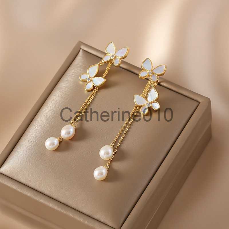 Charm New Fashion Trend Unique Design Elegant Delicate Pearl Butterfly Tassel Headphones Women Jewelry WeddParty Premium Gifts J230817
