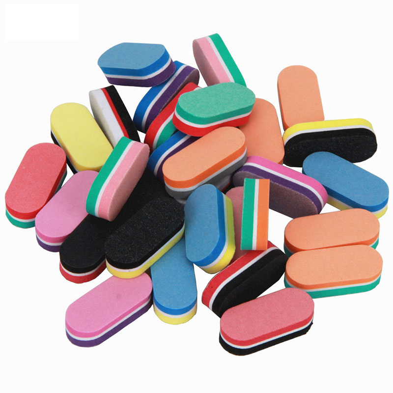 Mini Oval Nail Buffer Block Foot Rasps Double Sided Mixed Color DIY High Elastic Sponge Professional Polishing Care Repairing Polish Nails Art Tool Pu