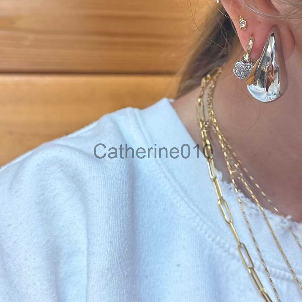 Charm Chic Exaggerate Big Waterdrop Drop Earrings for Women Dupes Chunky Teardrop Stainless Steel Gold Plated Statement Ear Jewelry J230817