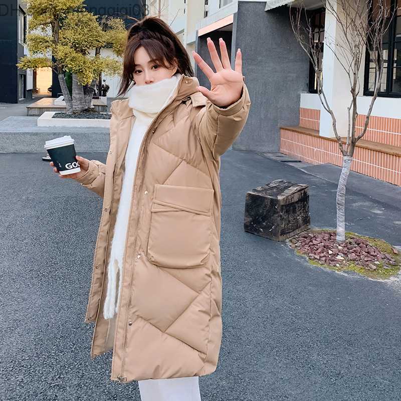 Women's Down Parkas CRRIFLZ Women's Autumn Solid Hooded Jacket Diamond Plaid Loose Coat Mid length Park Suitable for Fashion Z230817