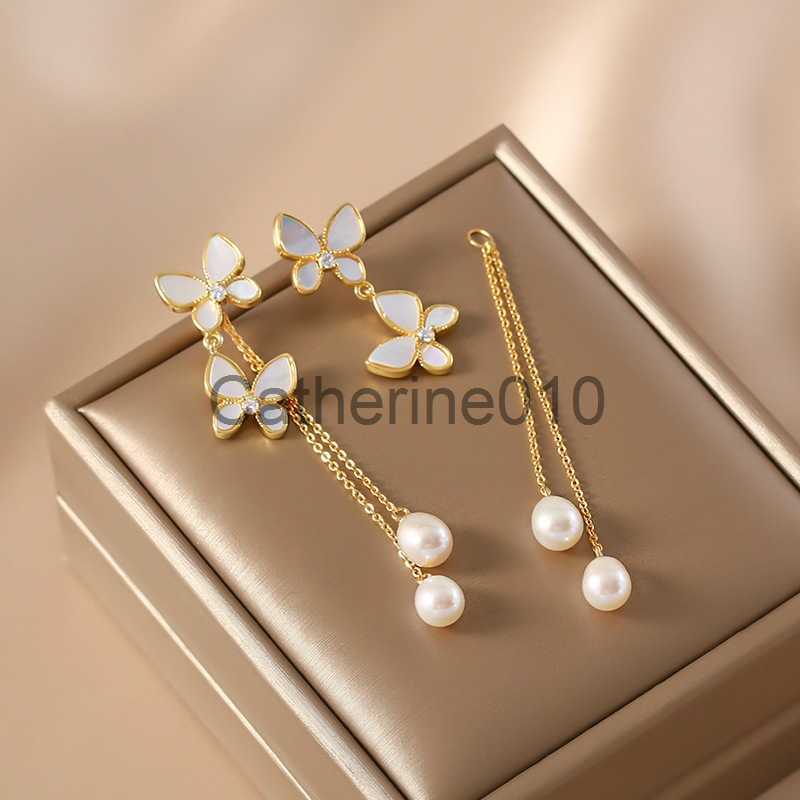 Charm New Fashion Trend Unique Design Elegant Delicate Pearl Butterfly Tassel Headphones Women Jewelry WeddParty Premium Gifts J230817