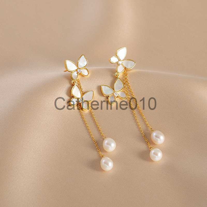 Charm New Fashion Trend Unique Design Elegant Delicate Pearl Butterfly Tassel Headphones Women Jewelry WeddParty Premium Gifts J230817