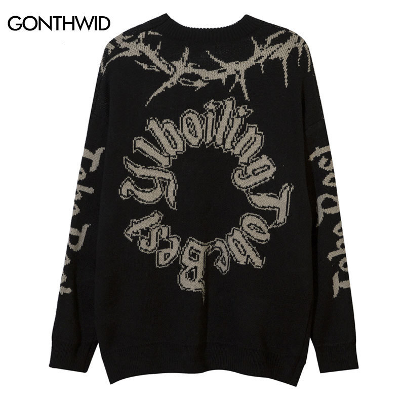 Men's Sweaters Vintage Knitted Sweater Streetwear Y2K Grunge Hip Hop Graphic Punk Gothic Pullover Oversized Jumpers Harajuku Fashion Couple 23081