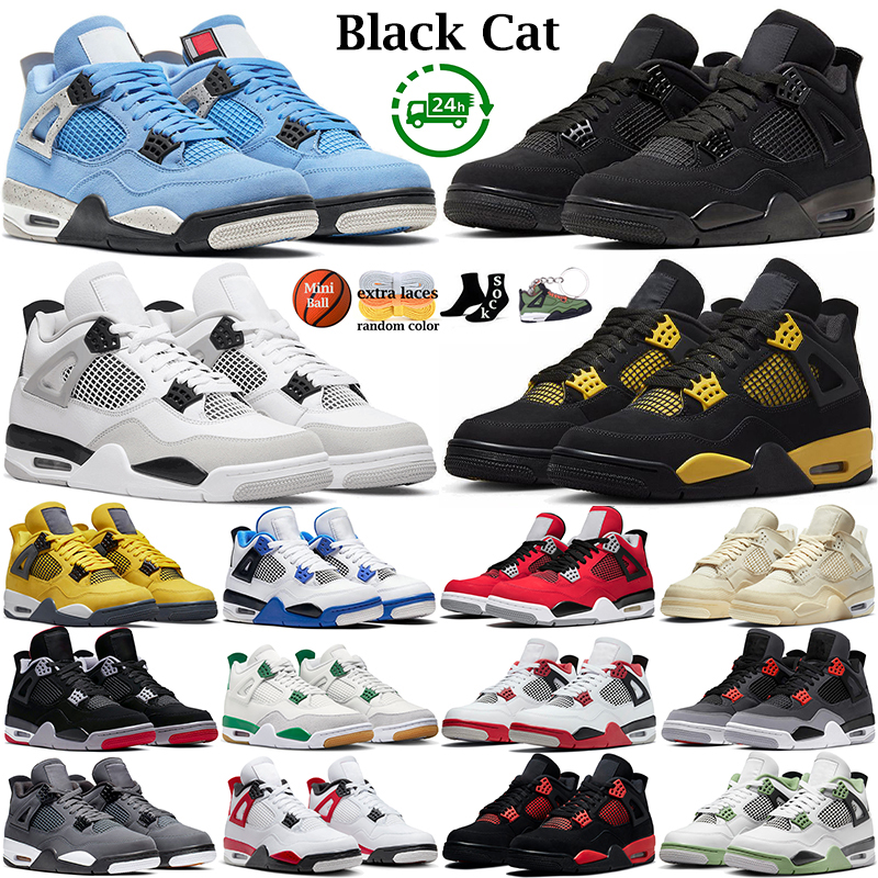 With box 4 basketball shoes for men women 4s Pine Green Military Black Cat Sail Red Thunder White Oreo Cool Grey Blue University Seafoam mens sports sneakers