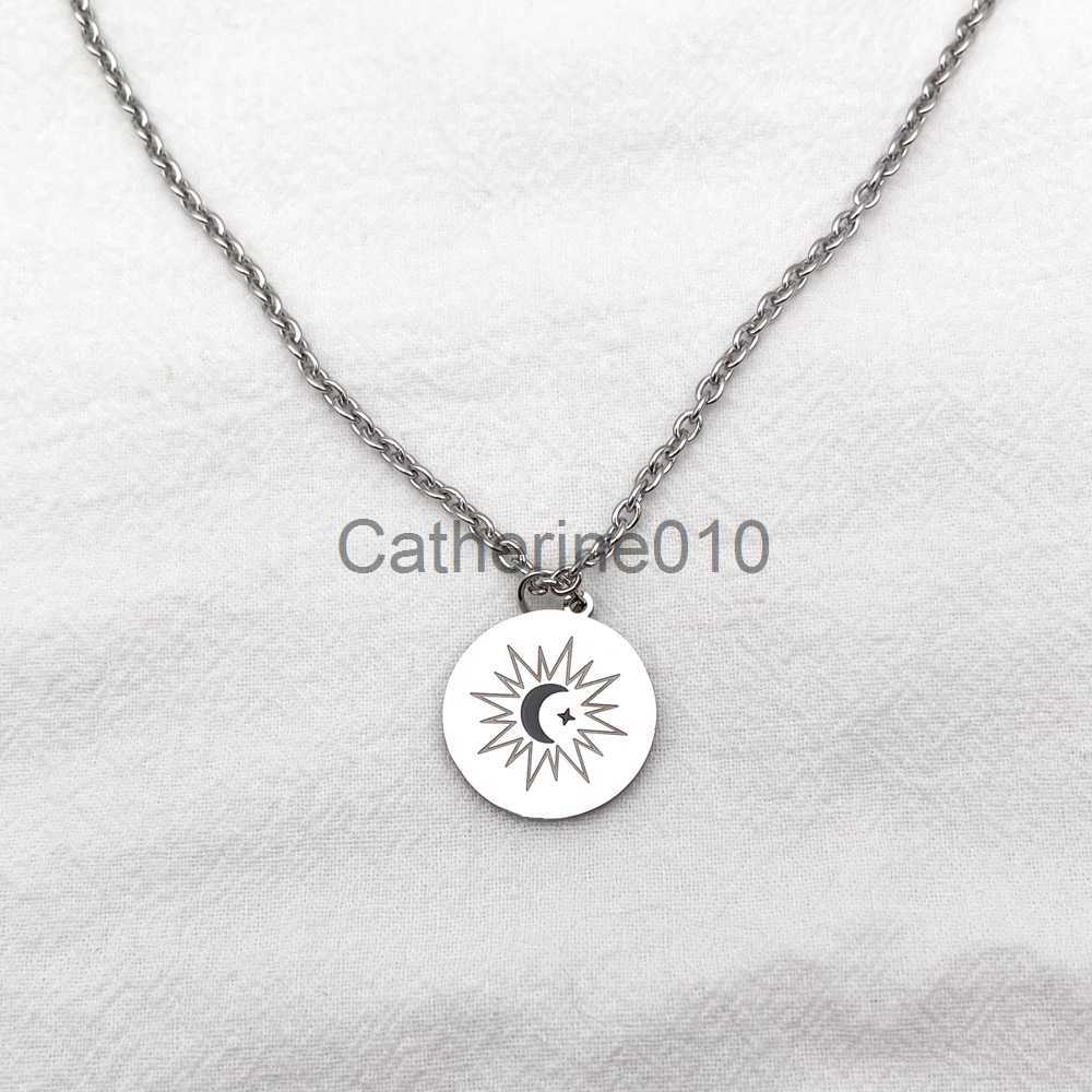 Pendant Necklaces TV Series The Eclipse Ayan Khaotung Cosplay Moon Star Circular Pendant Titanium Steel Necklace Lovers Jewelry Accessories J230817