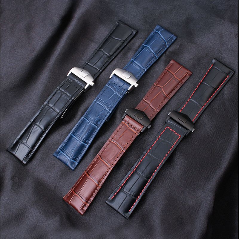 Watch Bands For Calera leather watchband Blue brown black red line Mens watch strap accessories 19mm 20mm 22mm 230816