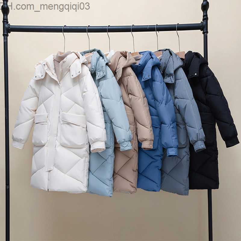 Women's Down Parkas CRRIFLZ Women's Autumn Solid Hooded Jacket Diamond Plaid Loose Coat Mid length Park Suitable for Fashion Z230817