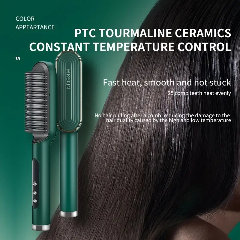 Professional Hair Straightener, 6 Gear Regulation Ionic Brush Anti Scald Static Hair Straightener