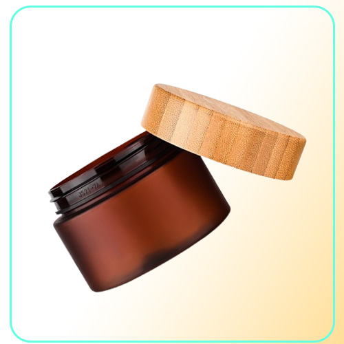 150g 250ml Empty Cream Container PET Frosted Amber Cosmetic Refillable Facial Hair Mask Plastic Jar With Bamboo Lid 20pcslot Stor6238963