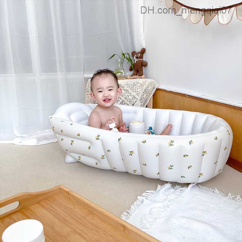 Bathing Tubs Seats Baby inflatable baby bathtub baby bubble portable bathtub chair PVC multifunctional seat feeding chair baby swimming pool Z230817