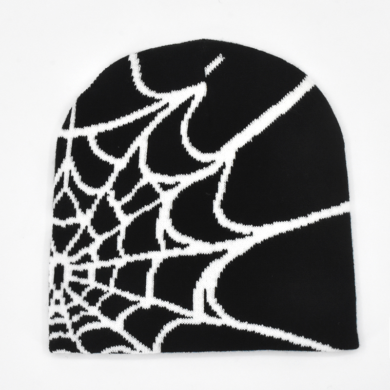 BeanieSkull Caps Y2K Gothic Spider Pattern Wool Acrylic Knitted Hat Women Beanie Winter Warm Beanies Grunge Hip Hop Casual Skullies Outdoor Cap 230816