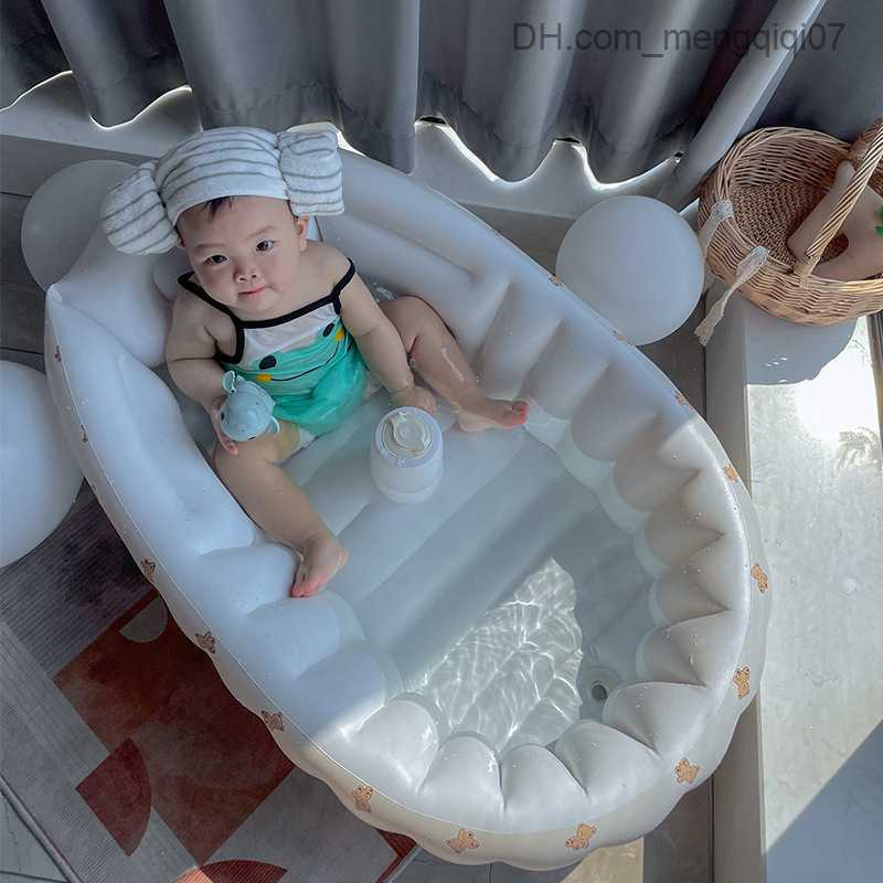 Bathing Tubs Seats Baby inflatable baby bathtub baby bubble portable bathtub chair PVC multifunctional seat feeding chair baby swimming pool Z230817