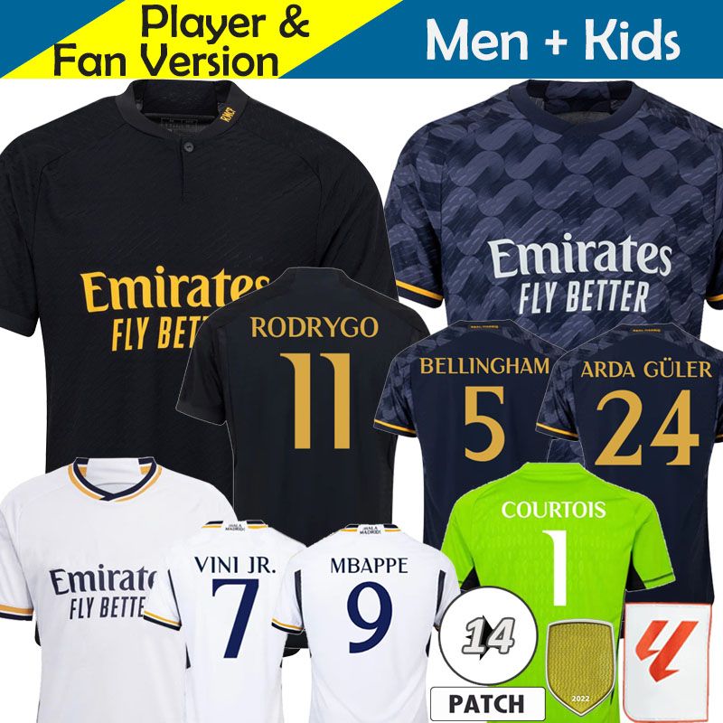 23 24 kids kit 2023 2024 BENZEMA soccer jerseys football shirt VINI JR CAMAVINGA ALABA MODRIC VALVERDE camiseta COURTOIS goalkeeper player version