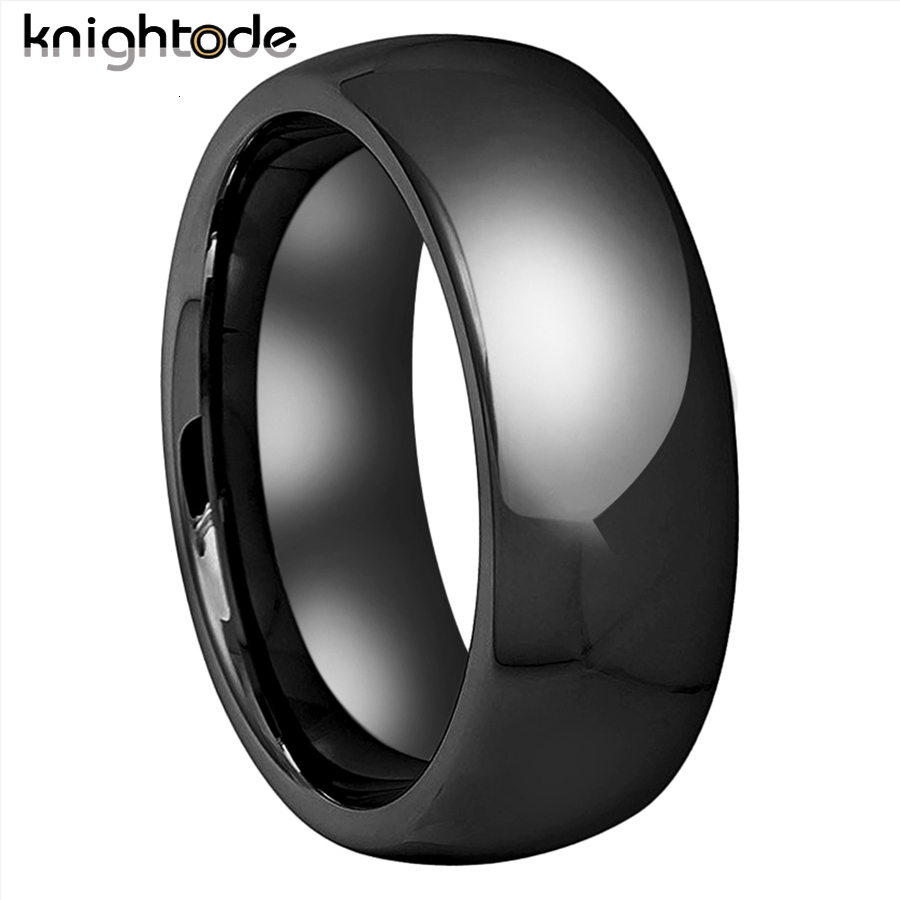 Band Rings 8mm Men Ring Black Tungsten Carbide Engagement Rings 6mm Women Fashion Wedding Band Jewelry Gift Dome Polished Shiny 230816