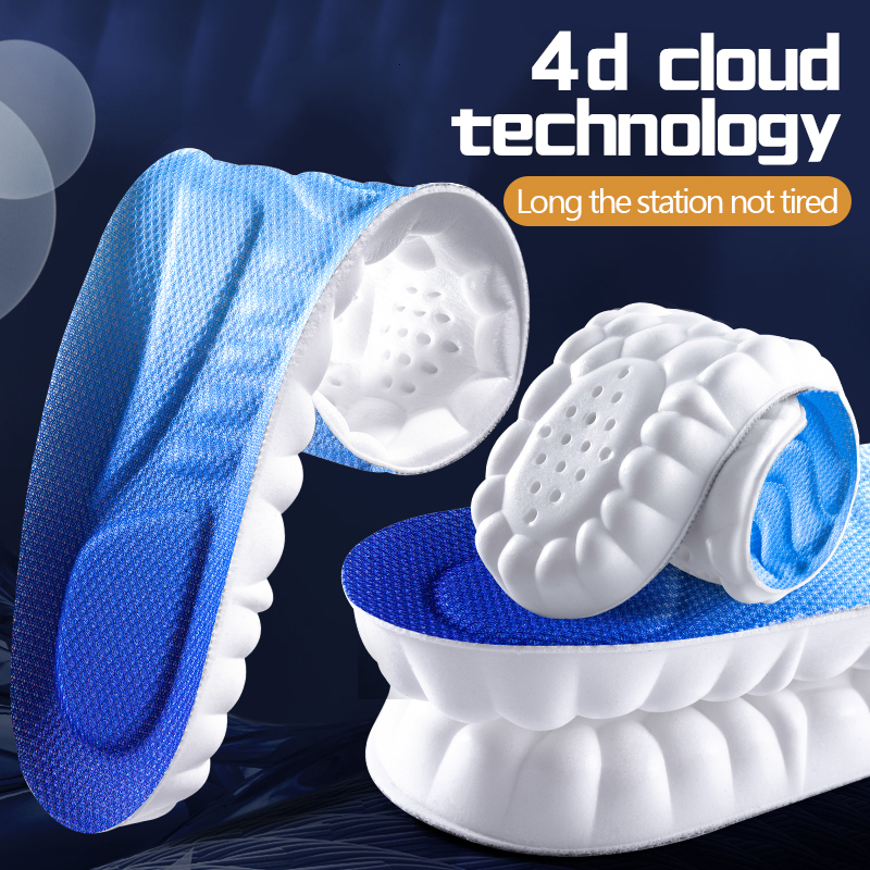 Shoe Parts Accessories 4D Latex Sport Insoles Super Soft High Elasticity Pads Antipain Deodorant Cushion Arch Support Running Foot Insole 230817