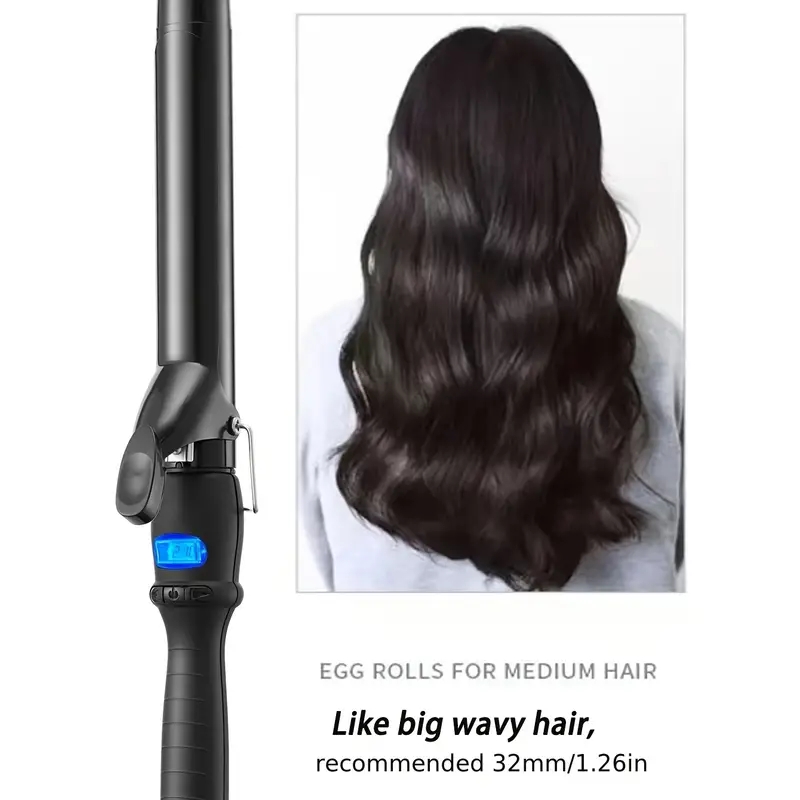 32mm Professional Ceramic Clipped Curling Iron Hair Curler Negative Ion Hair Curling Wand Electric Curling Iron