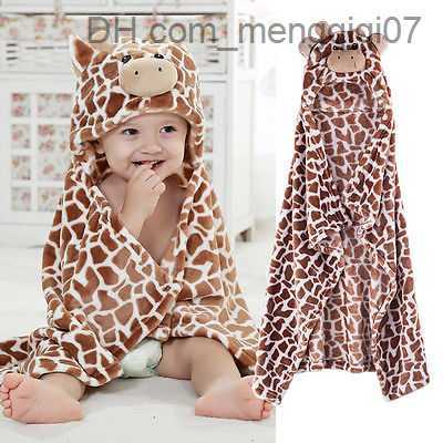 Towels Robes 100cm bear shaped baby hoodie bathroom soft baby newborn towel giraffe towel felt baby bath towel cartoon pattern towel Z230819