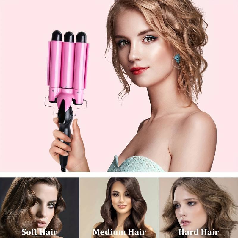 Curling Iron Temperature Adjustable Ceramic Big Waves Adjustable 25mm Hair Waver Curling Iron For Long Or Short Hair Heat Up Quickly Last Long Waver I