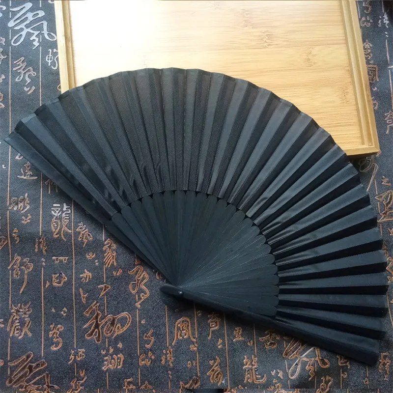 Other Home Decor Chinese Vintage Black Hand Fan Silk Fabric Face Bamboo Handle Dance Wedding Party Decorative Fan Classic Folding Fans LL