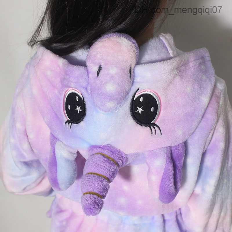 Towels Robes Baby girl unicorn pajamas winter warm bath children's clothing robe hooded full set baby bath towel animal bath towel Z230819