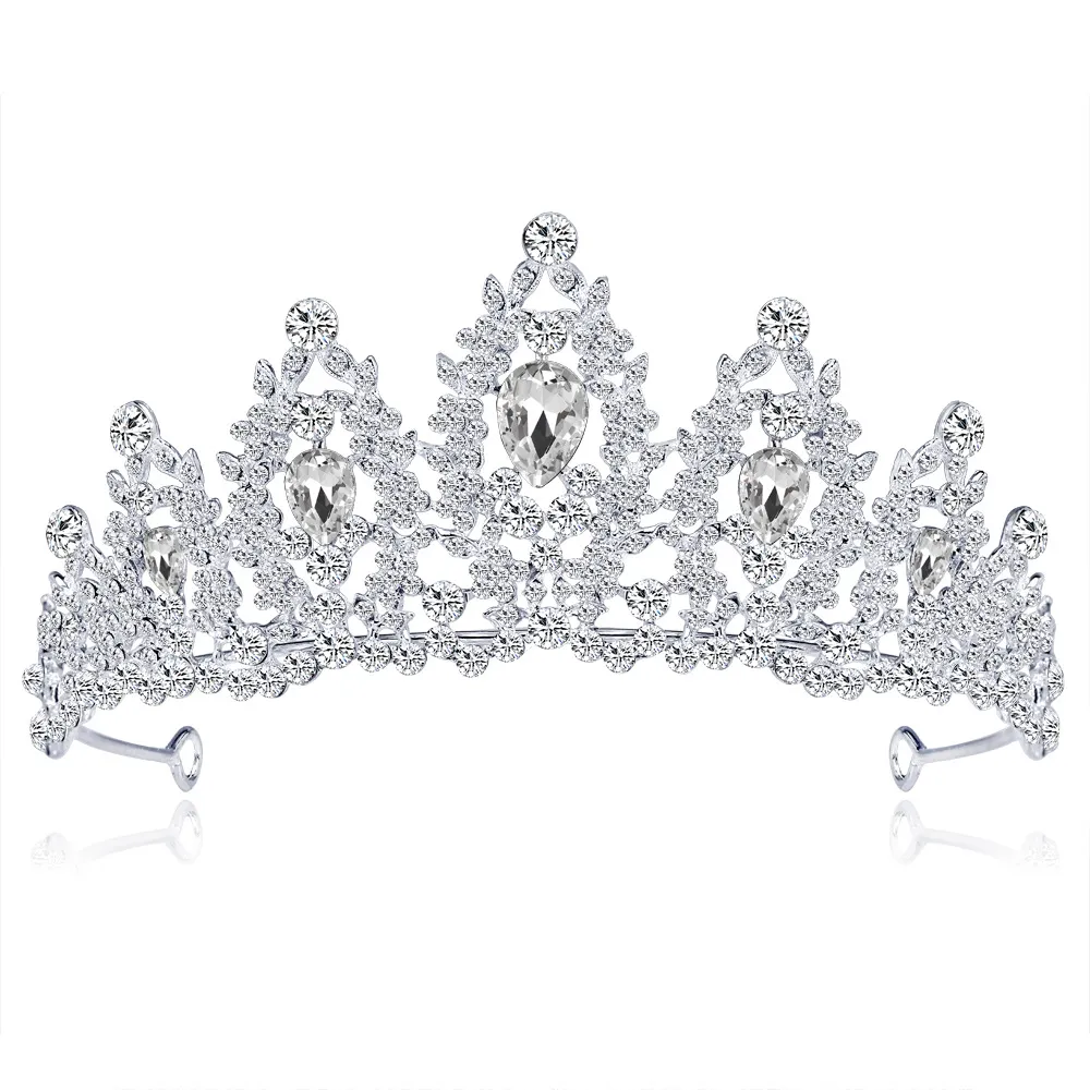 Wedding Headpieces Tiara Crystal Bridal Tiara Crown Silver Color Diadem Veil Accessories Head JewelryZZ