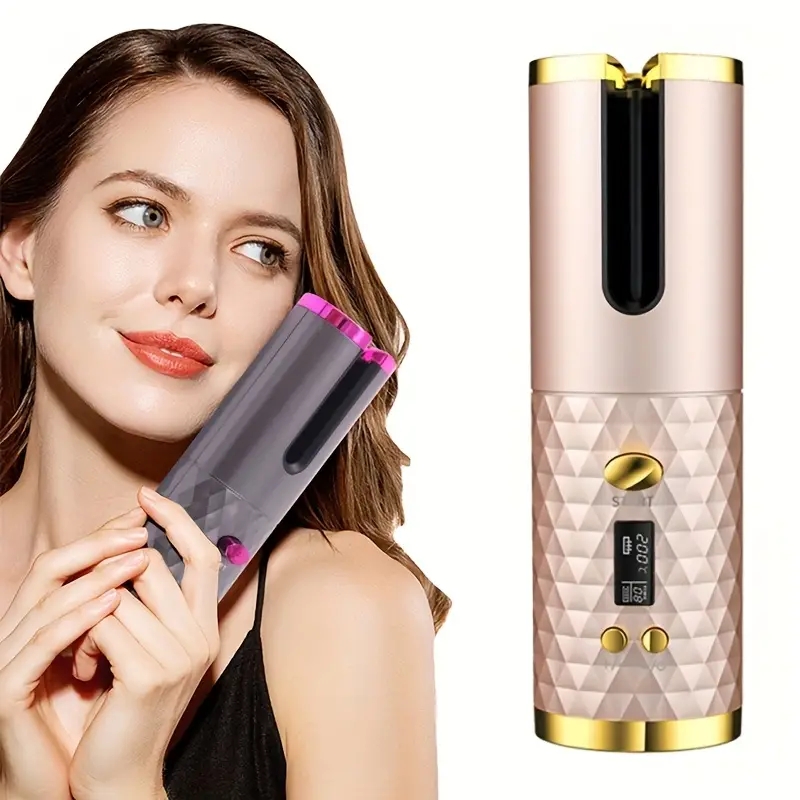 USB Cordless Hair Curler - Fast Heating, Portable, and Rotating Wand for Stylish Hair