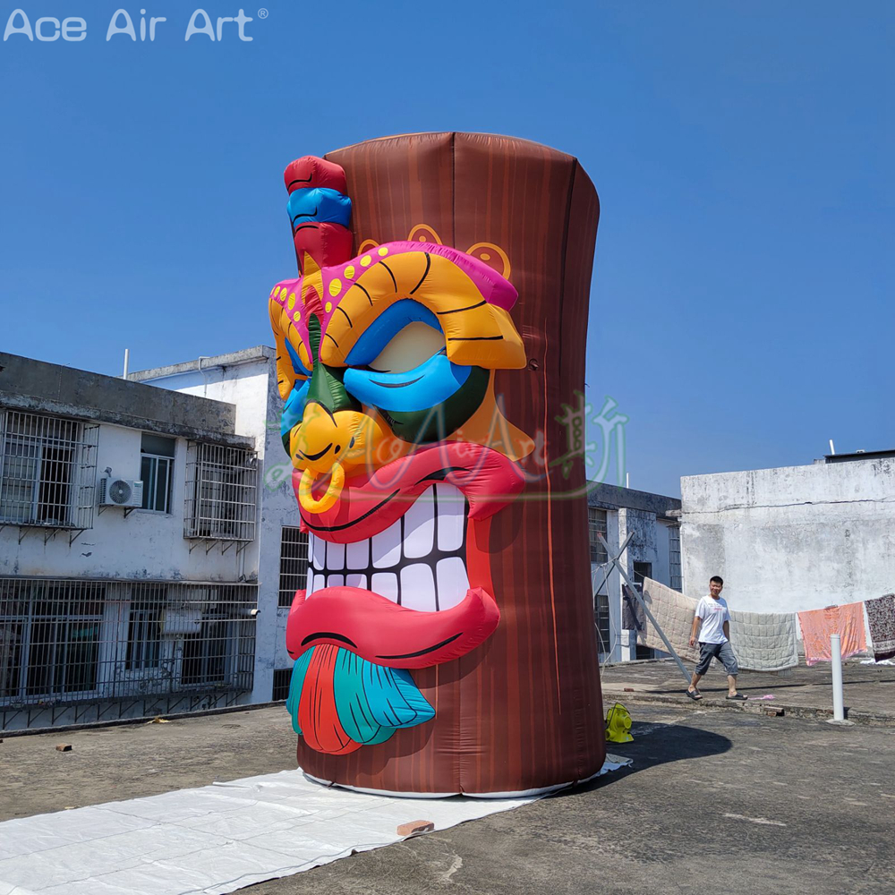 Multi-Style Inflatable Tiki Stump Tiki Statue Model 3D Face with Free Air Blower for Party Decoration or Carnival
