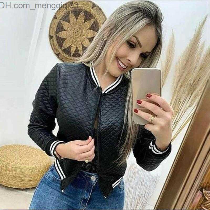 Women's Jackets Autumn Winter Leisure Fashion Female Jackets O-neck Zipper Stitching Quilted Bomber jacket 2021 Women Coats Short Z230818