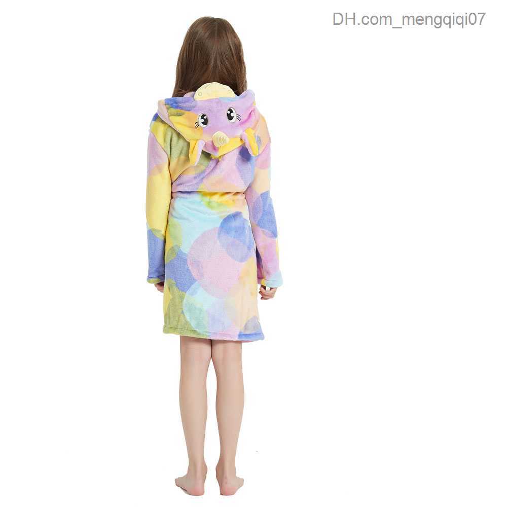 Towels Robes Children's Night Cat New Winter Towel Robe Baby Girl Unicorn Kigurumi Bathroom Hooded Robe 2-14 Z230819