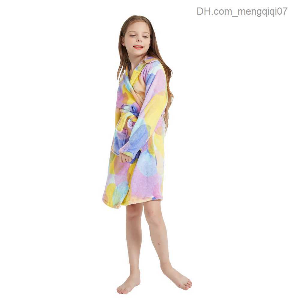 Towels Robes Children's Night Cat New Winter Towel Robe Baby Girl Unicorn Kigurumi Bathroom Hooded Robe 2-14 Z230819