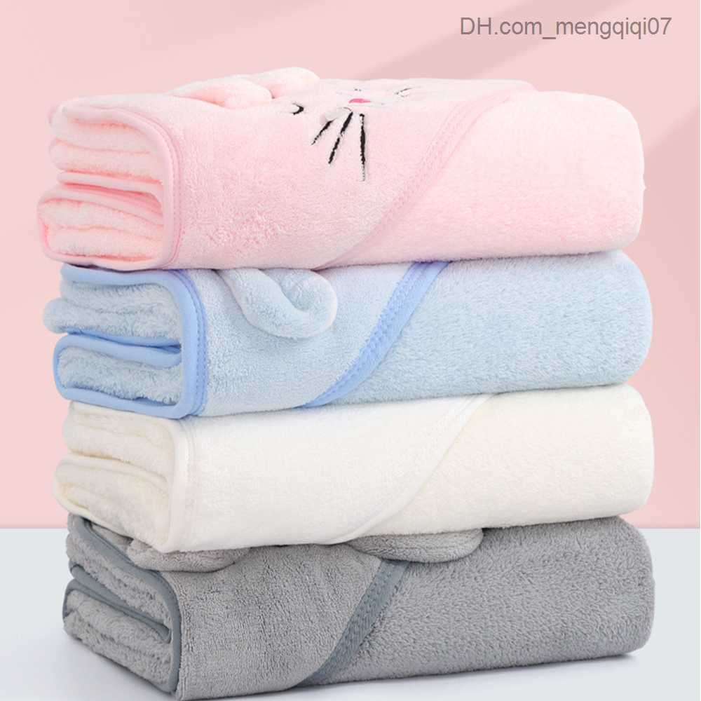 Towels Robes 0-3Y Unisex Baby Shower Gel Flannel Cloak Cartoon Boys and Girls Super Soft Hooded Spa Robe Bath Towel Neonatal Cover Baby Shower Gift Z2