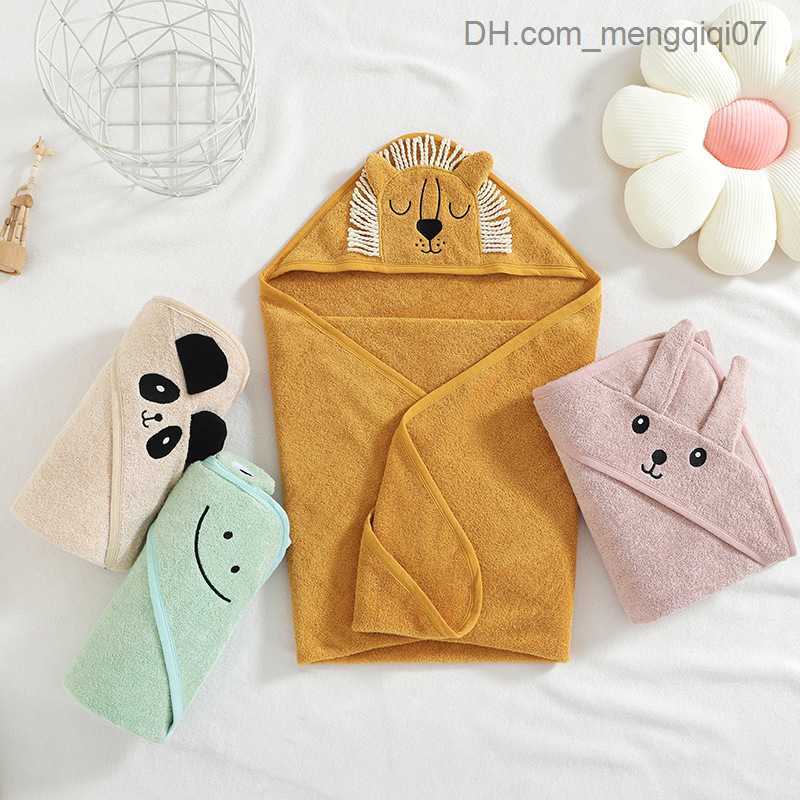 Towels Robes Strong absorbent children's bath towel cartoon lion rabbit cover baby blanket super soft baby bath towel Z230819