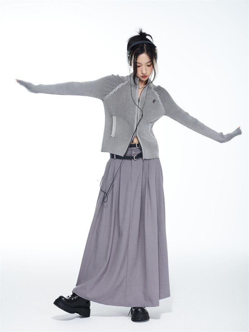 Womens Knits Tees Grey Vintage Zipper Cardigan Women Embroidery Y2k Aesthetic Grunge Sweater Short Jackets Basic Female Slim Knitted Coats Femme 23081