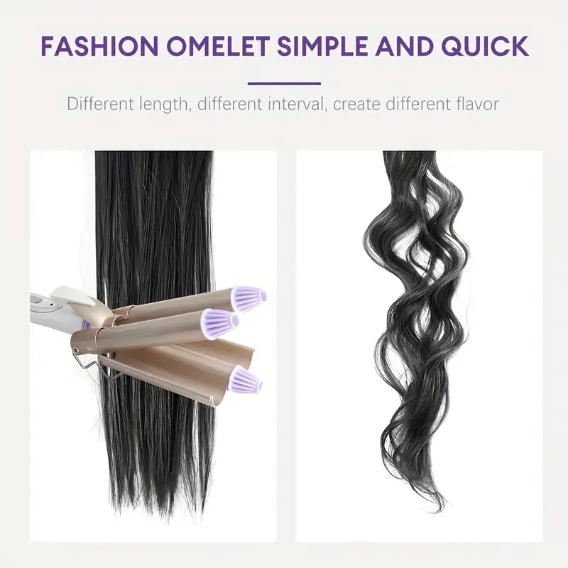 Electric Curling Iron - Three-Stick Hair Curler for Smooth and Shiny Hair - Household Egg Roll Stick - Hair Styling Tool for Salon-Quality Results