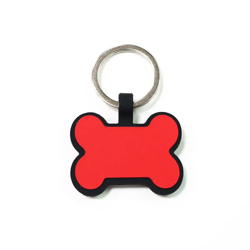 Creative Silicone Dog Tag Cat Tag Bone Shaped Pet Property Tag Silicone Keyring Silicone Pet Tag DIY Cat And Dog ID Card Multicolor Keychain