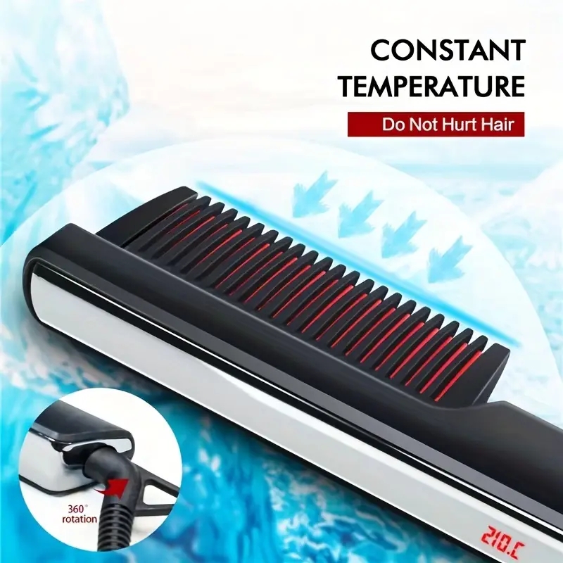 Upgrade Your Hair Styling Game with this Professional Electric Hot Comb - Adjustable Temperature!