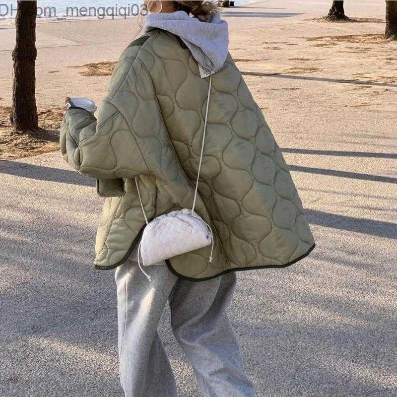 Women's Jackets Winter Women Quilted Jacket Casual Color Block Long Sleeve Round Neck Button-down Cardigans Cotton-Padded Coats Z230818
