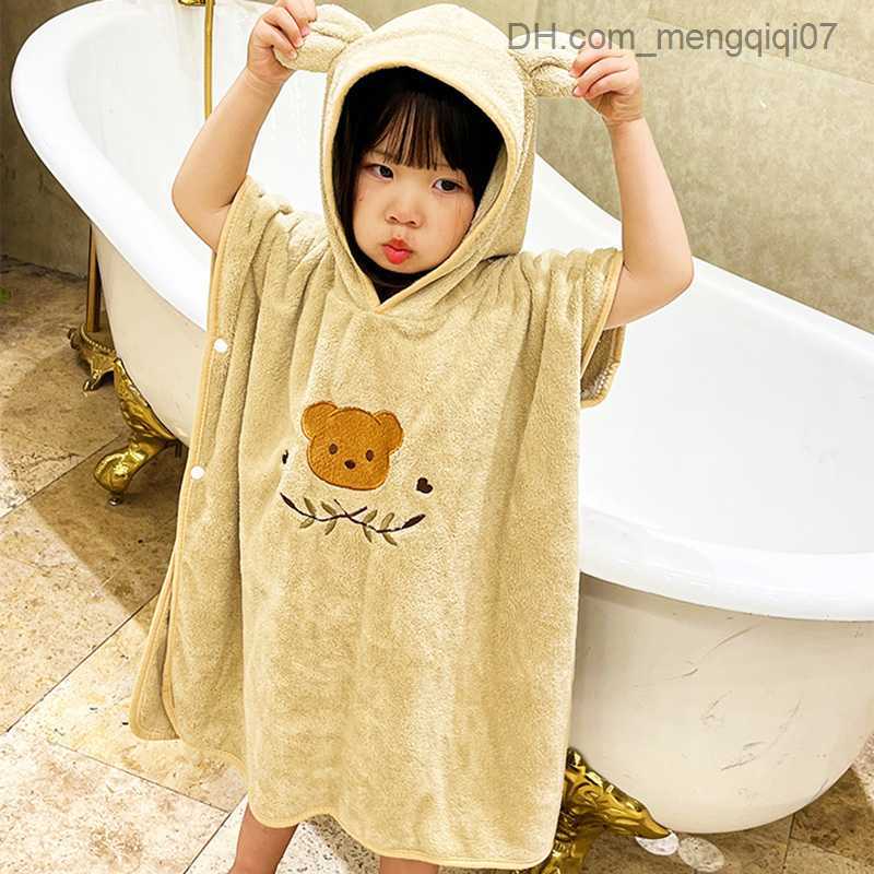Towels Robes Cartoon baby bath towel coral velvet cotton hooded beach towel newborn corner towel soft raincoat children's bathroom towel baby sup
