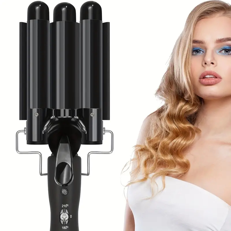 3 Barrel Curling Iron Wand, 25mm Hair Crimper With Adjustable Temperature Setting, Hair Waver ,Fast Heating, Waves Curling Iron With Two Temperature C
